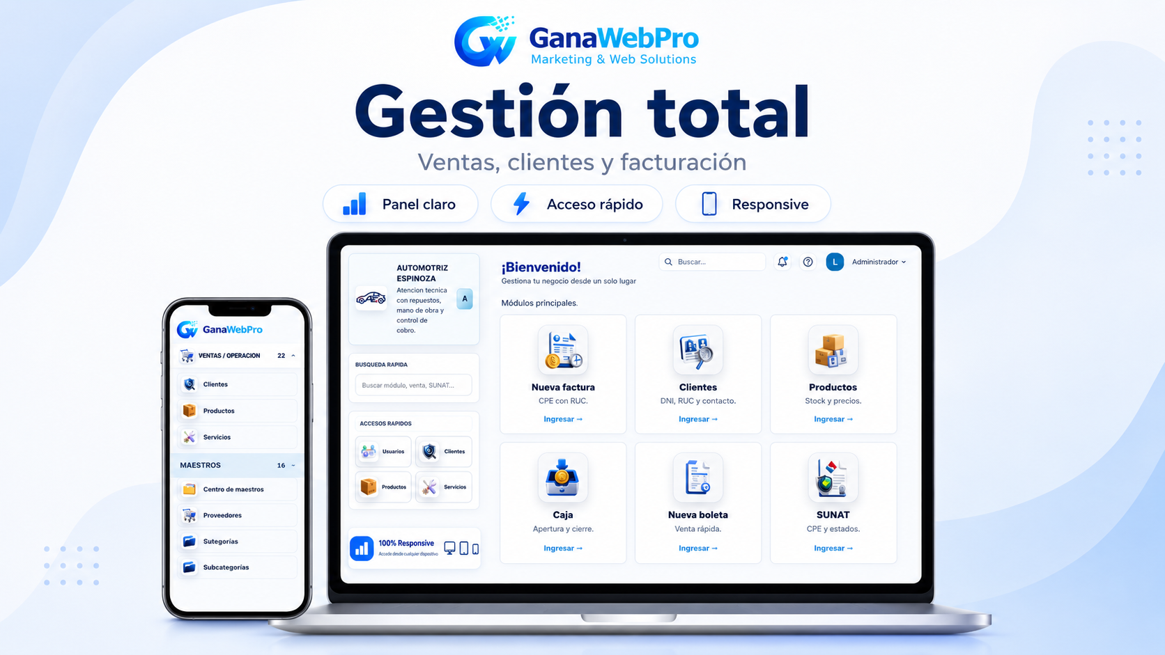 Emisión de facturas y boletas electrónicas en GanaWebPro